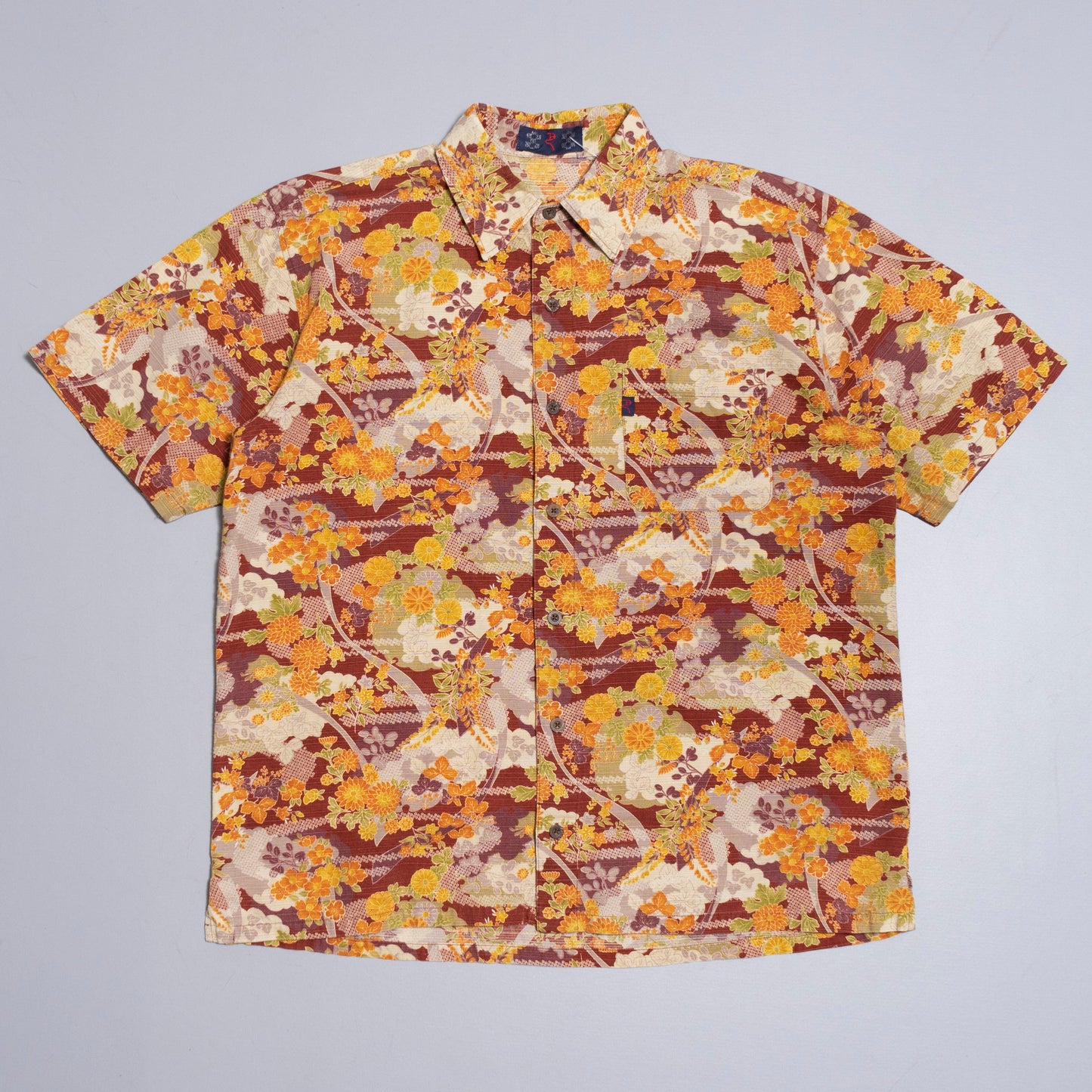 Floral Pattern Kurzarmhemd, L