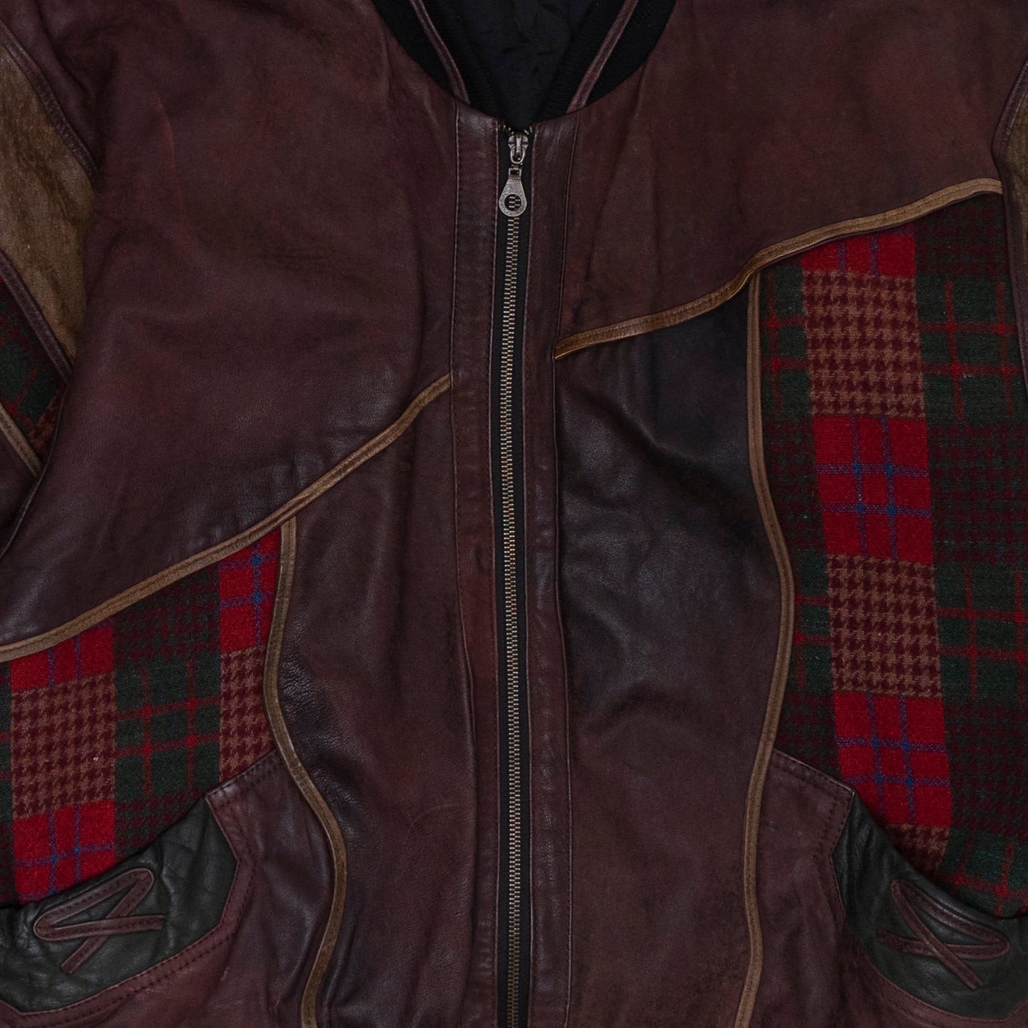 Patchwork Lederjacke, L