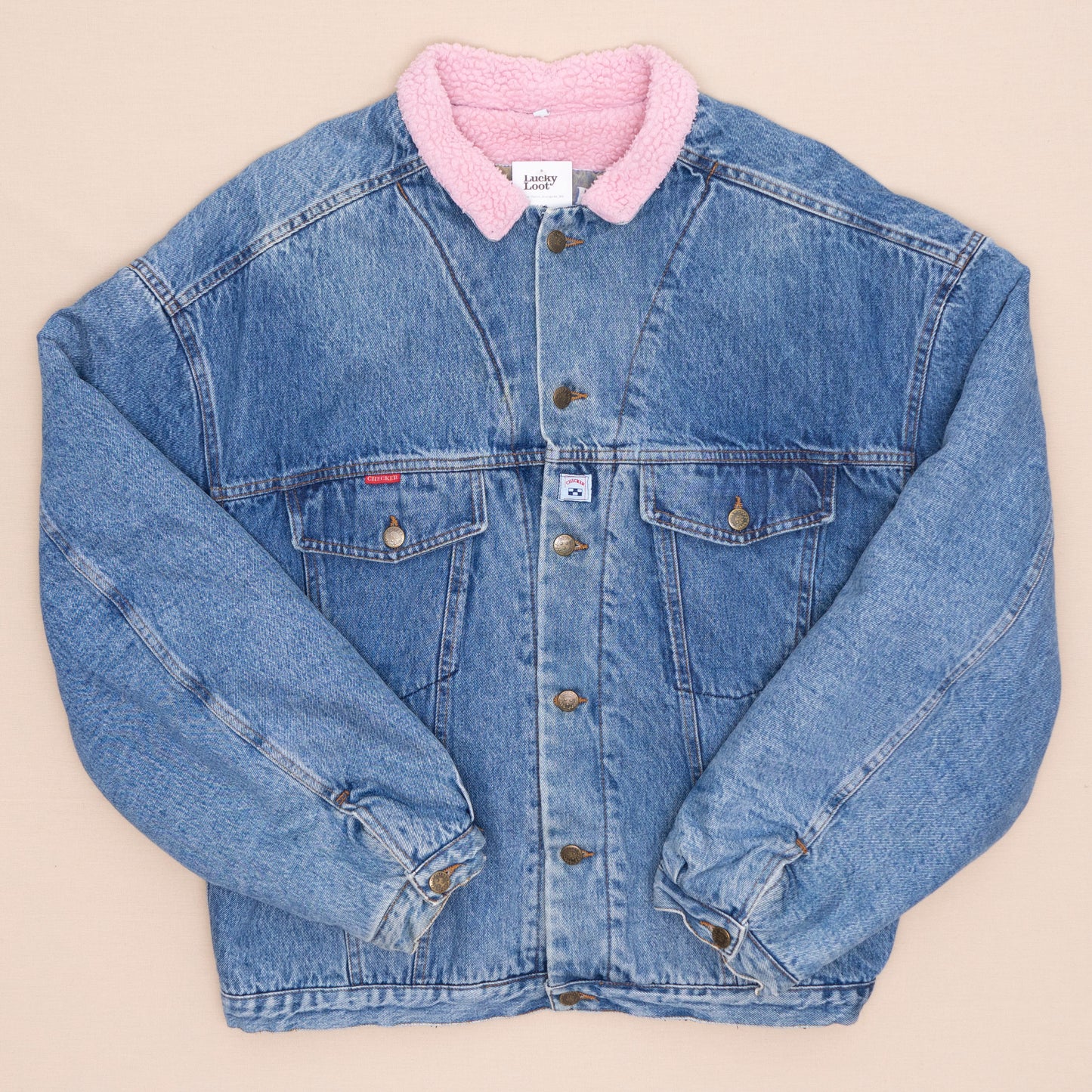 Checker Sherpa Jeansjacke, XXL