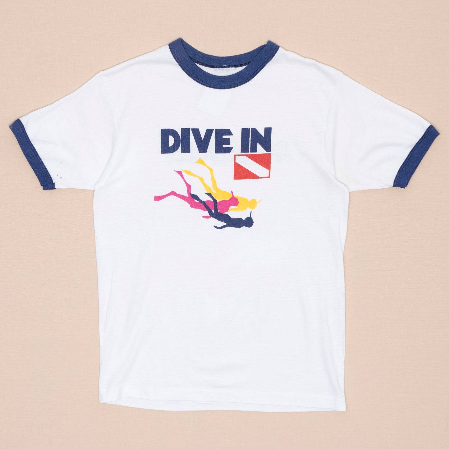 70s Norway Diving Ringer T Shirt, XS