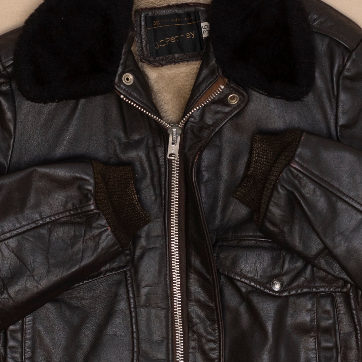 80s Aviator Lederjacke, S-M