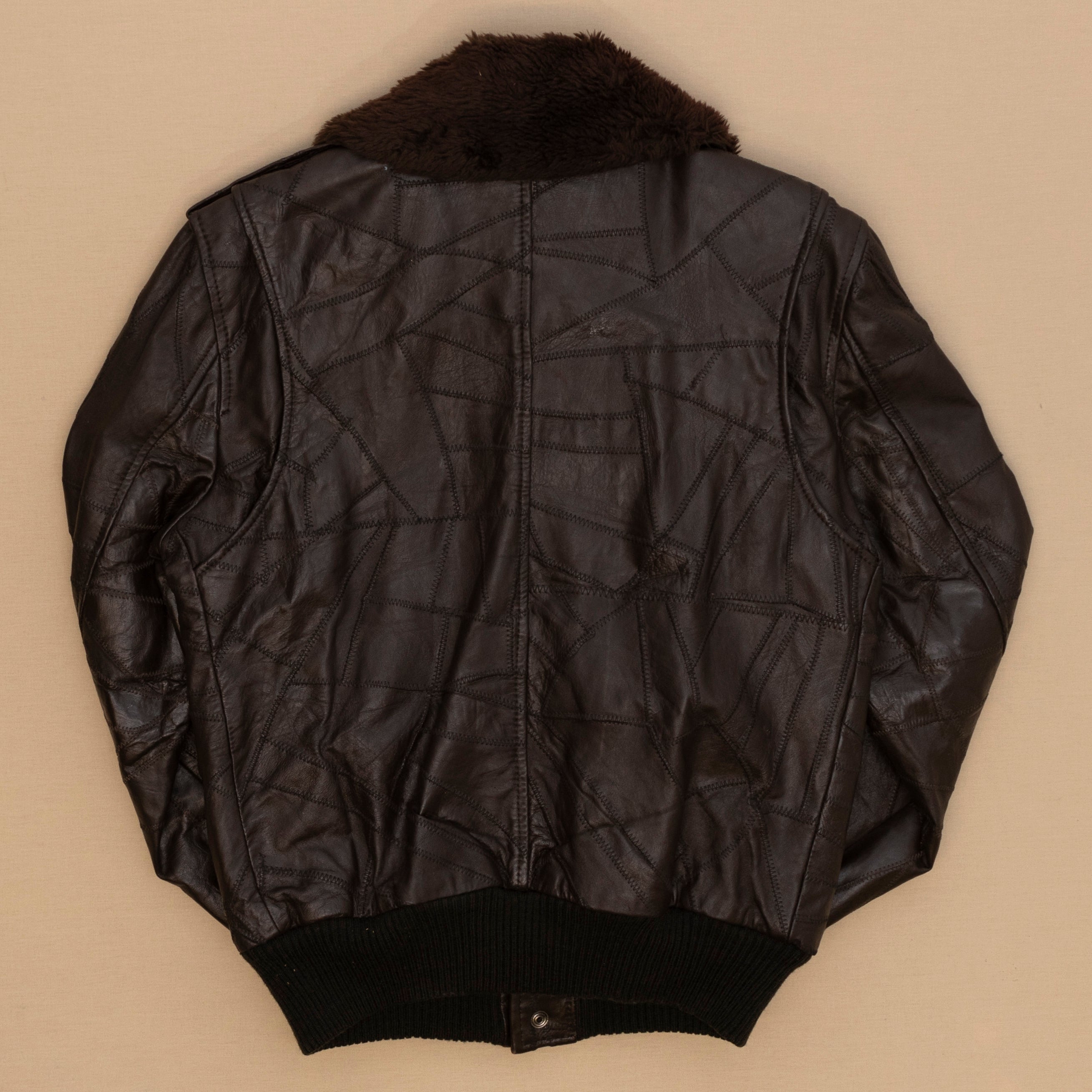 80s Patchwork Aviator Lederjacke, S