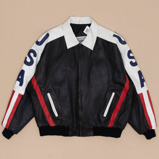 USA Flag Lederjacke, XL