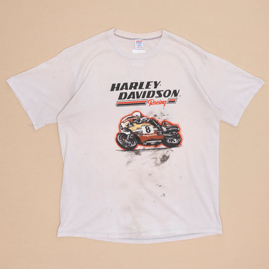 80s Harley Davidson Racing T Shirt, XL