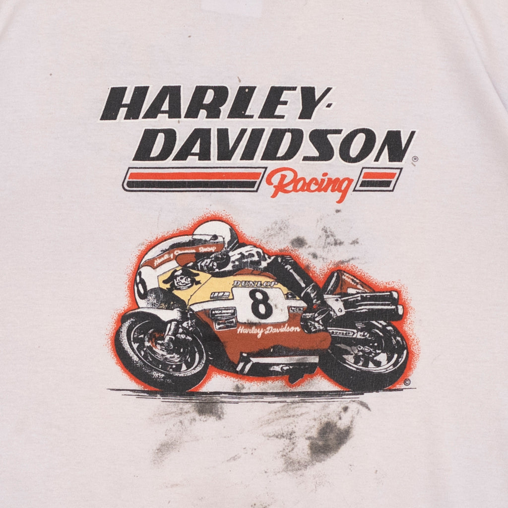 80s Harley Davidson Racing T Shirt, XL