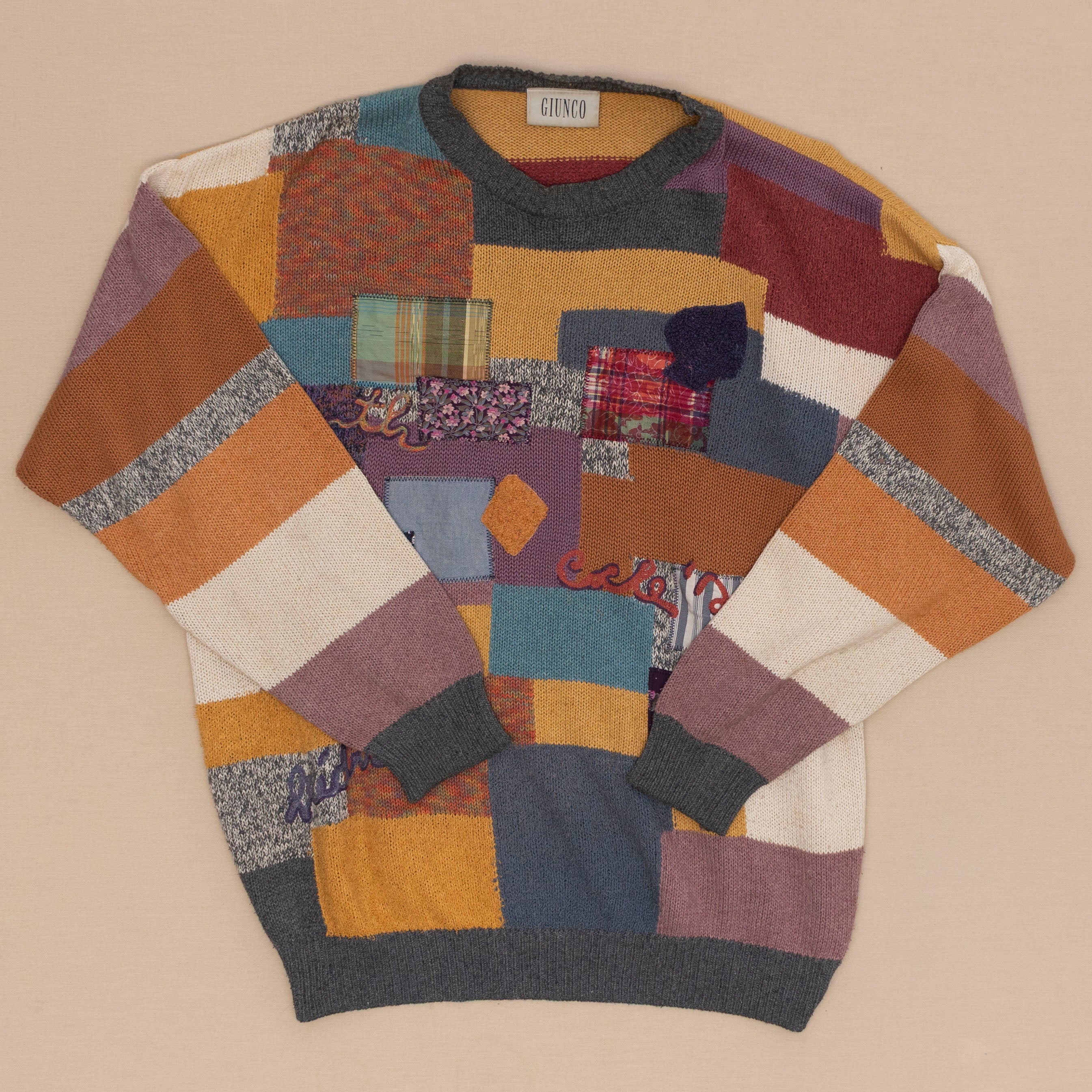 Patchwork Strickpullover, L