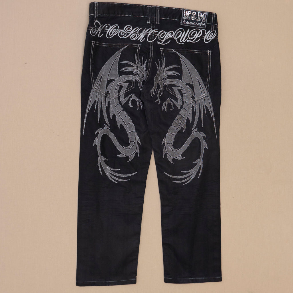 Y2K Dragon Embroidery Jeans, W34