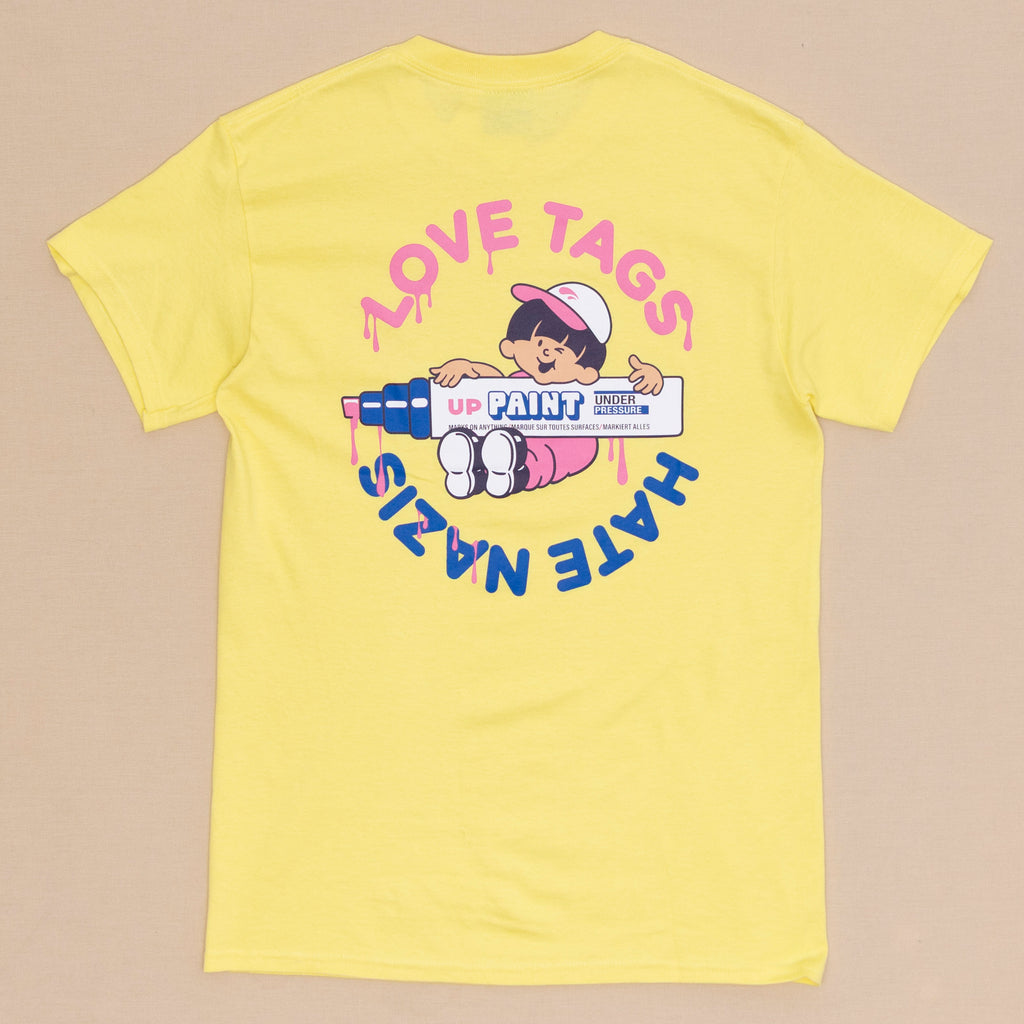 Love Tags Hate Nazis T Shirt (gelb)