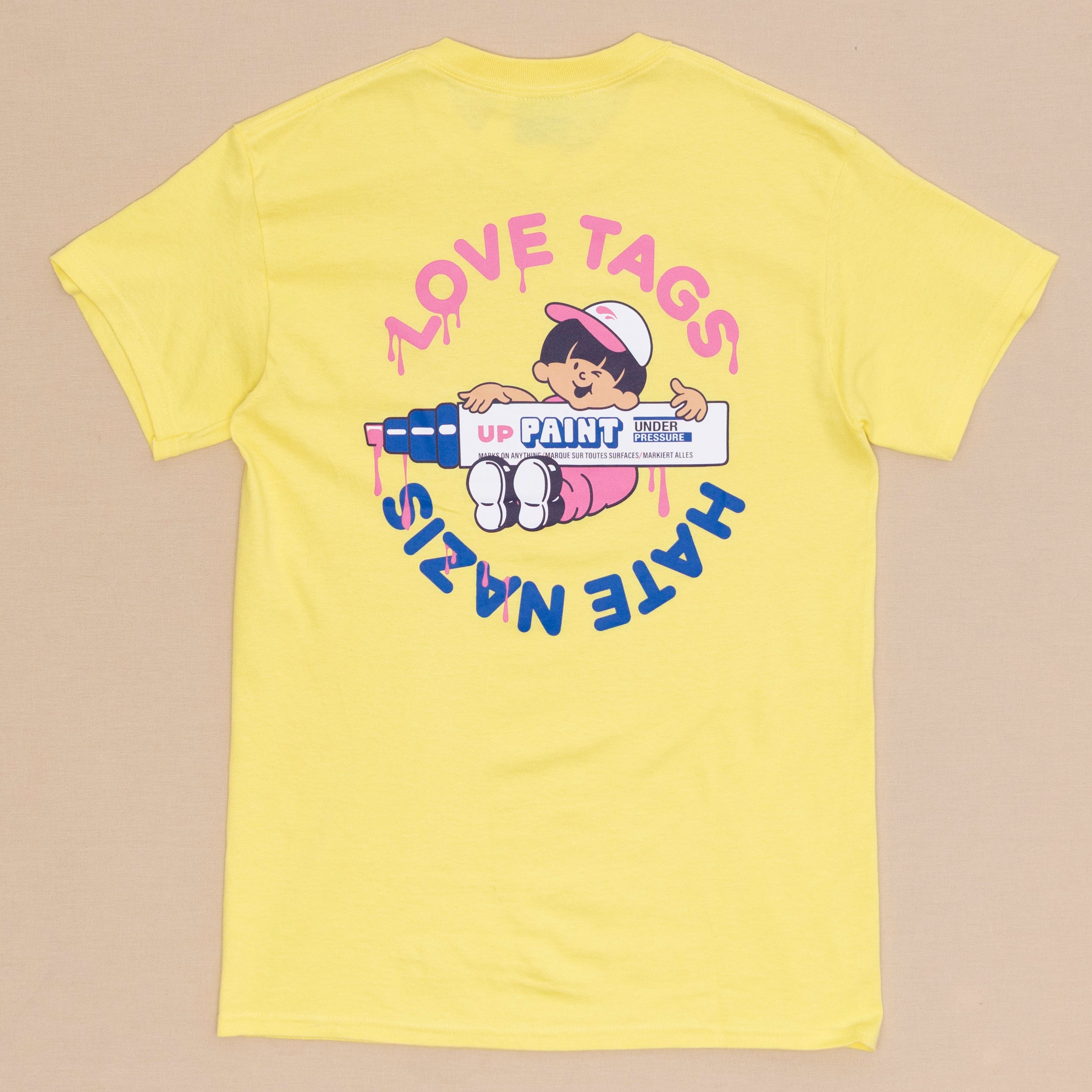 Love Tags Hate Nazis T Shirt (gelb)