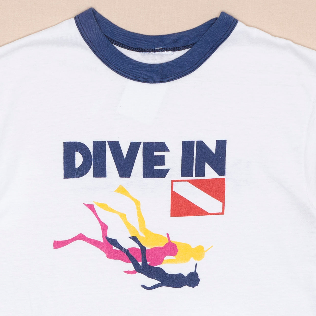 70s Norway Diving Ringer T Shirt, XS
