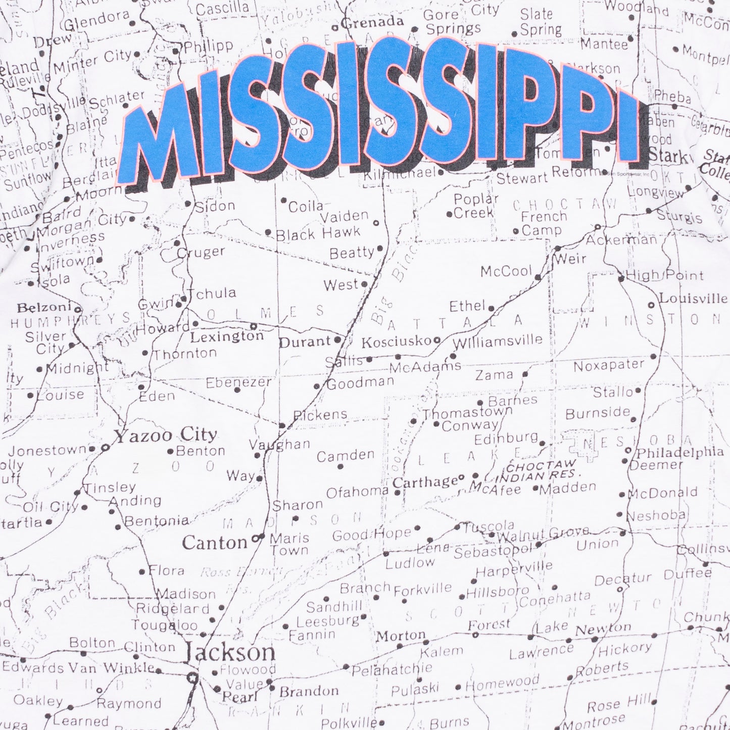 80s Mississippi AOP T Shirt, M-L