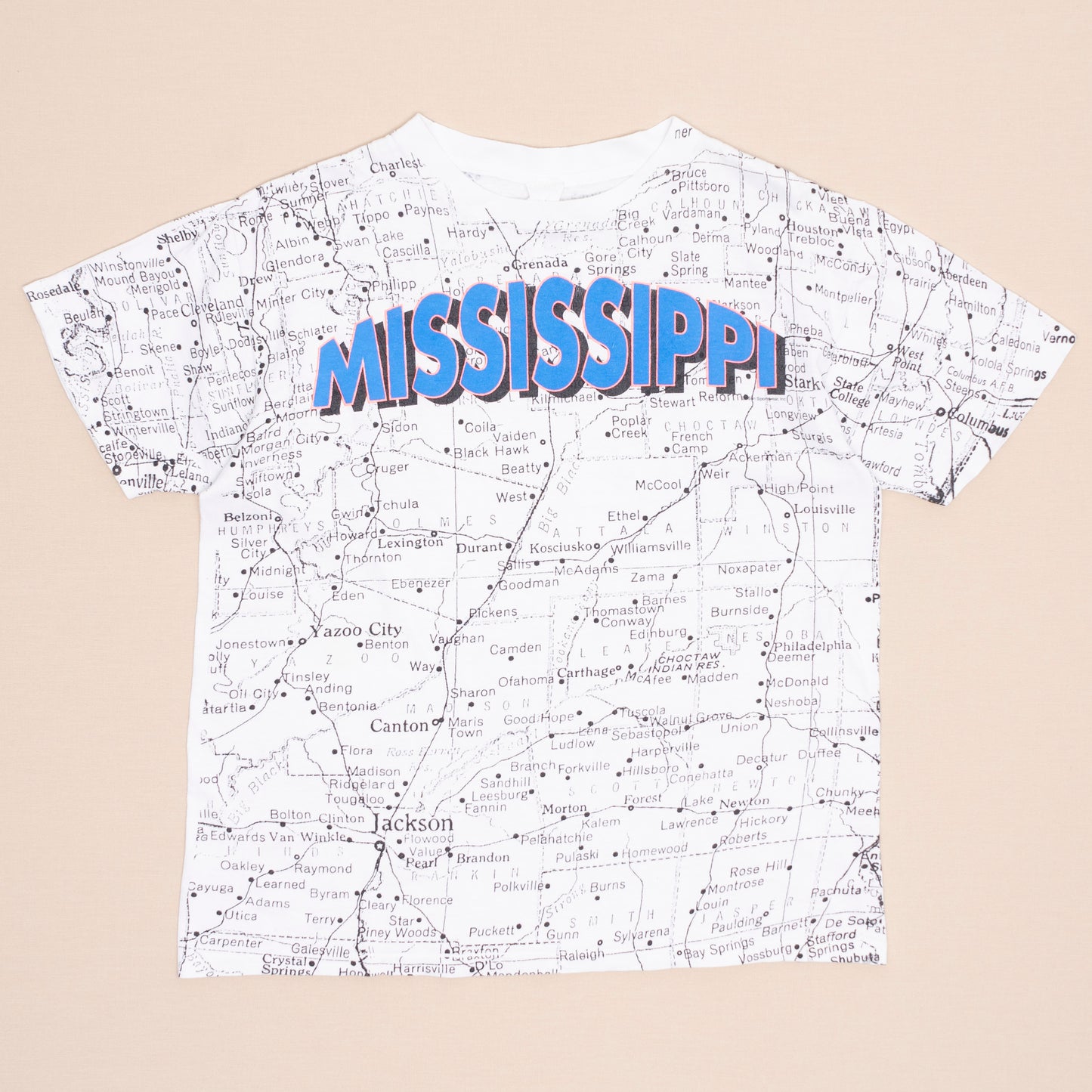 80s Mississippi AOP T Shirt, M-L