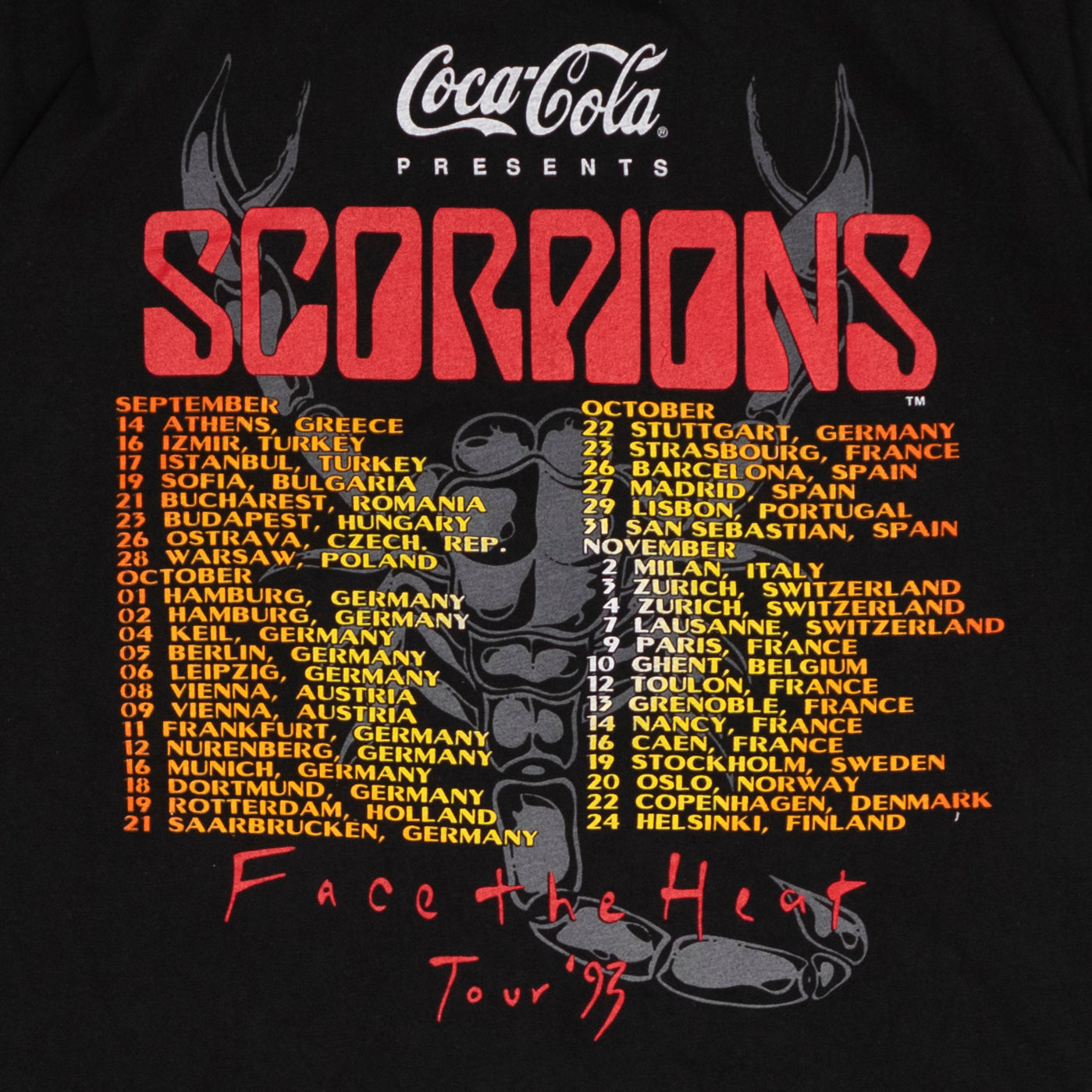 Scorpions Face the Heat Tour T Shirt, XL