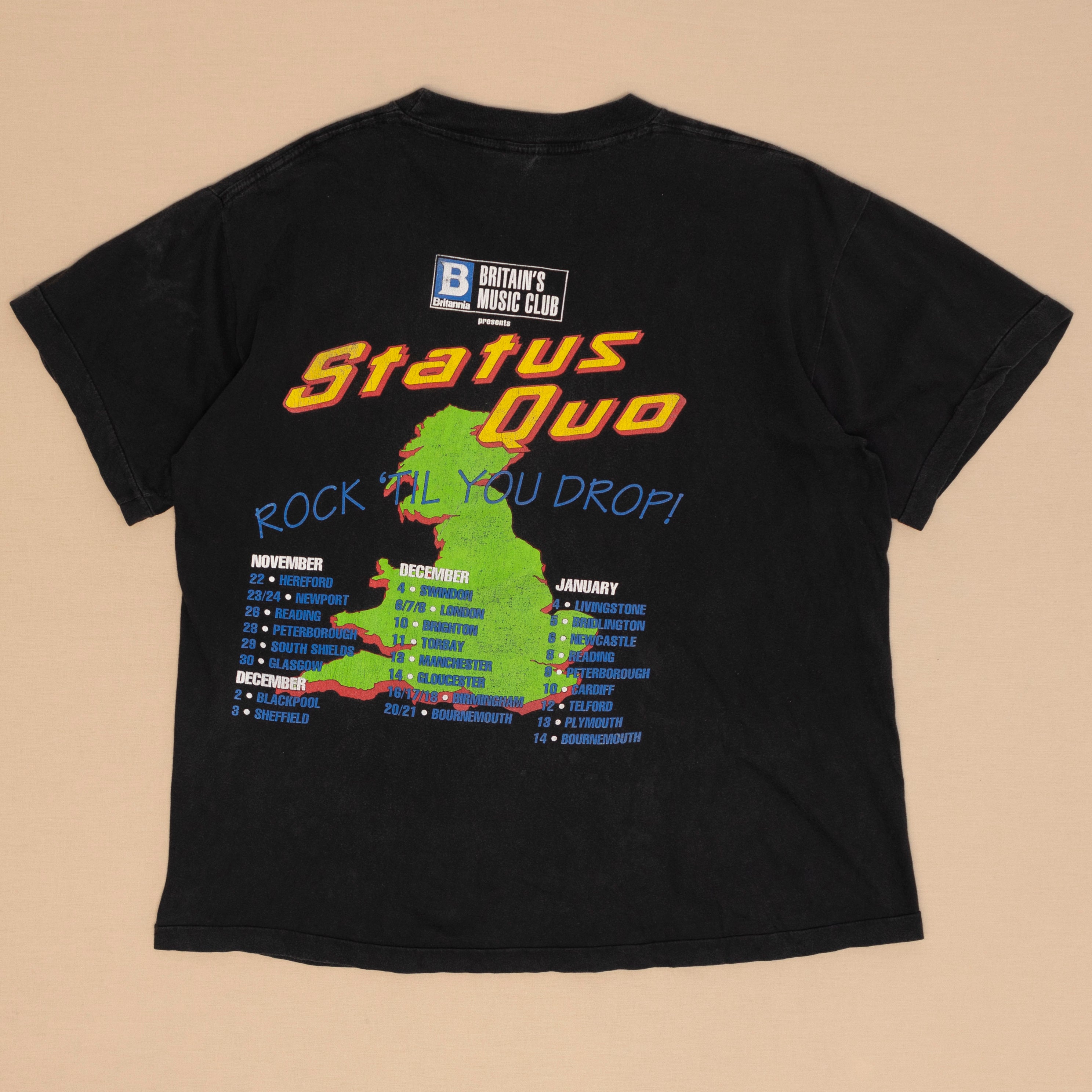 Status Quo Rock Til You Drop UK Tour T Shirt, XL