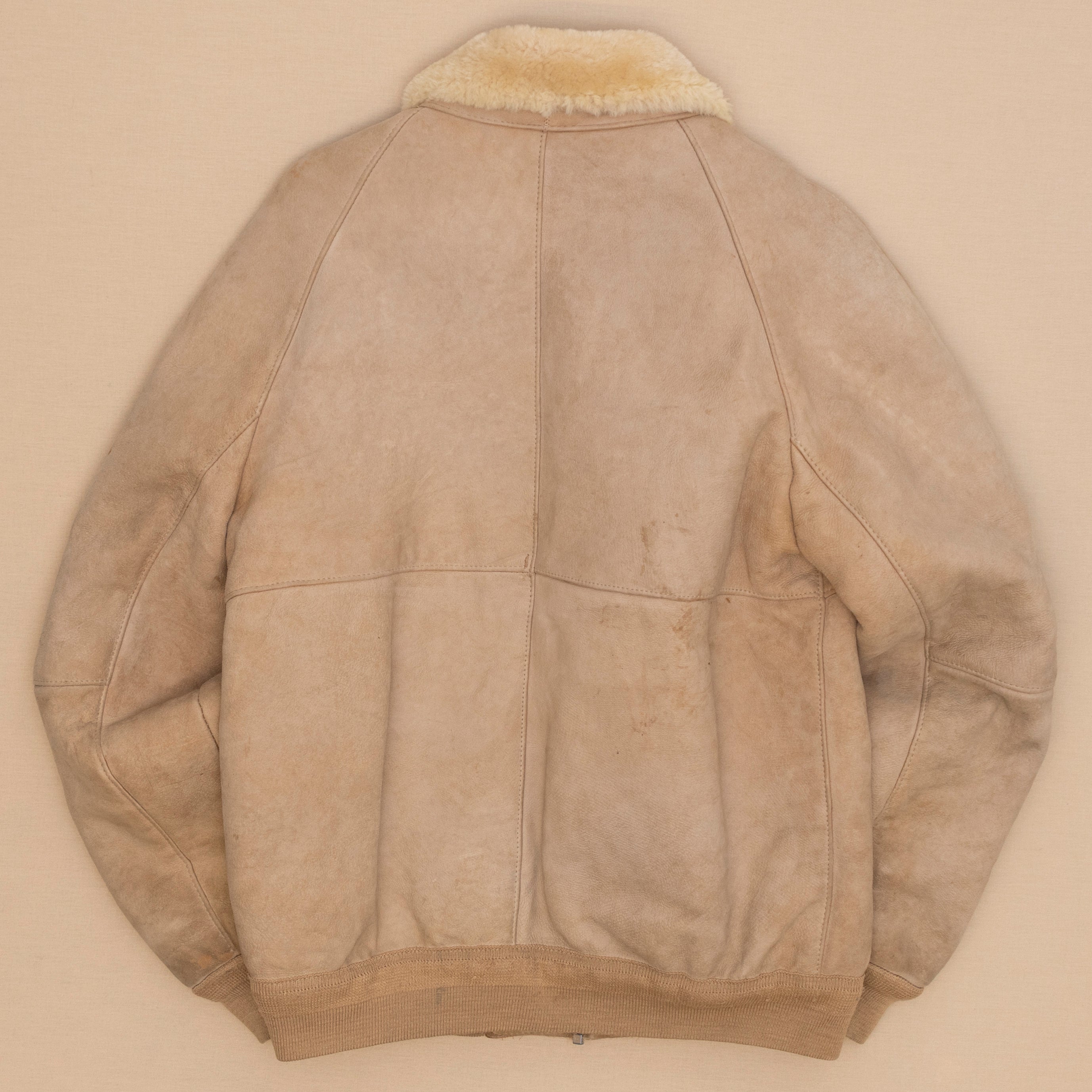 80s Lammfell Lederjacke, L
