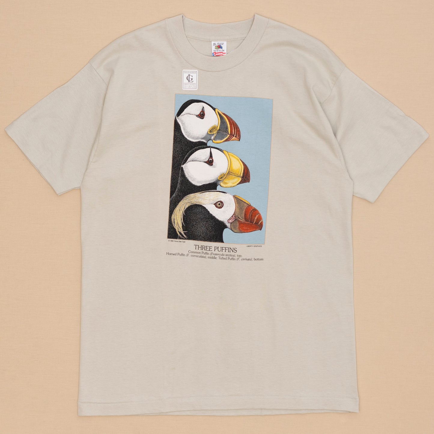 Deadstock Three Puffins T Shirt, XL