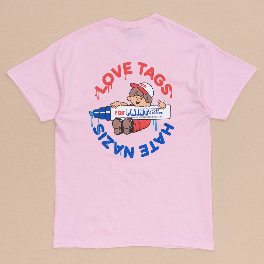 Love Tags Hate Nazis T Shirt (rosa)