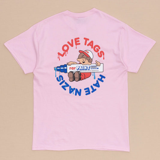 Love Tags Hate Nazis T Shirt (rosa)