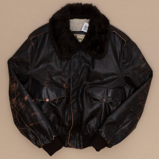 80s Aviator Lederjacke, L