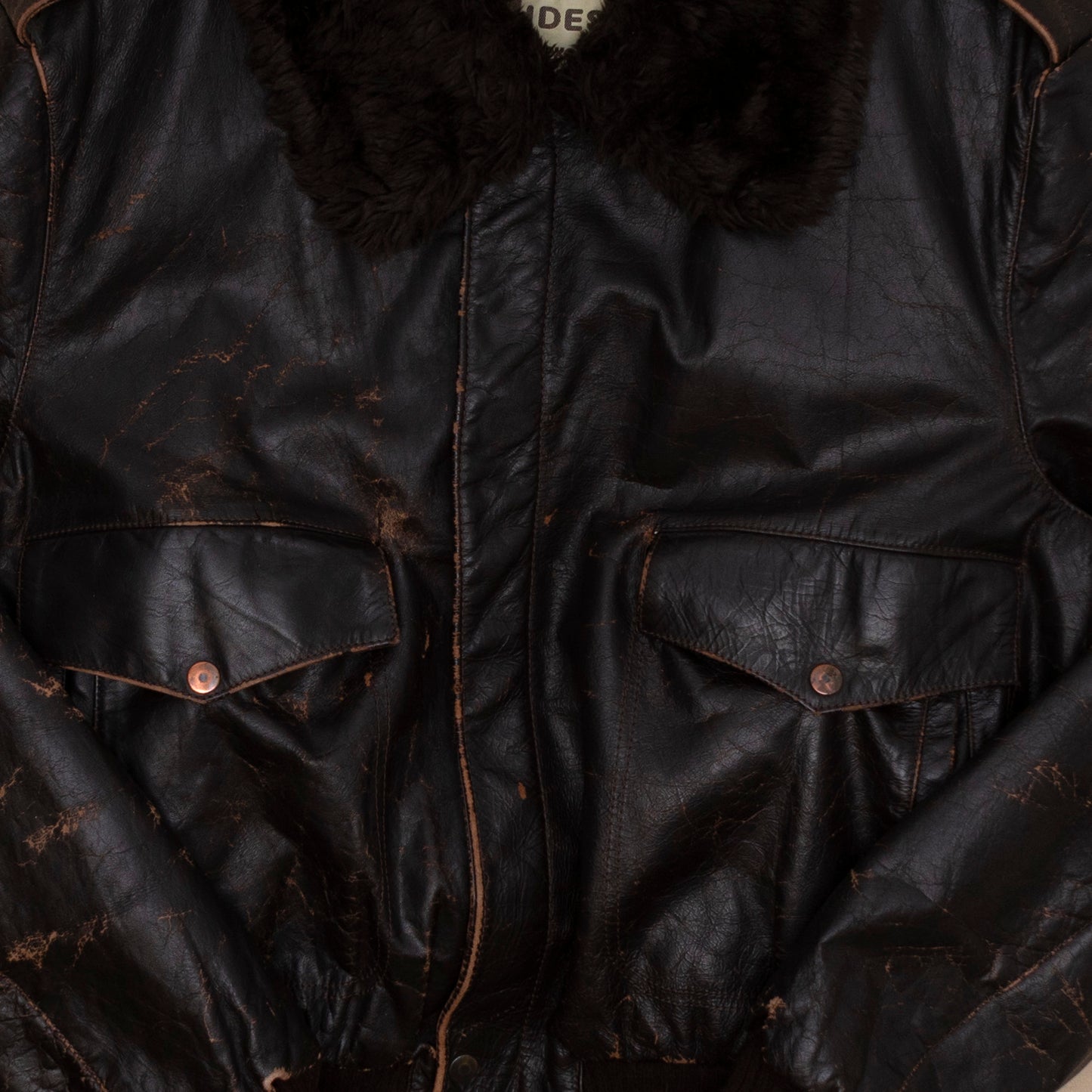 80s Aviator Lederjacke, L